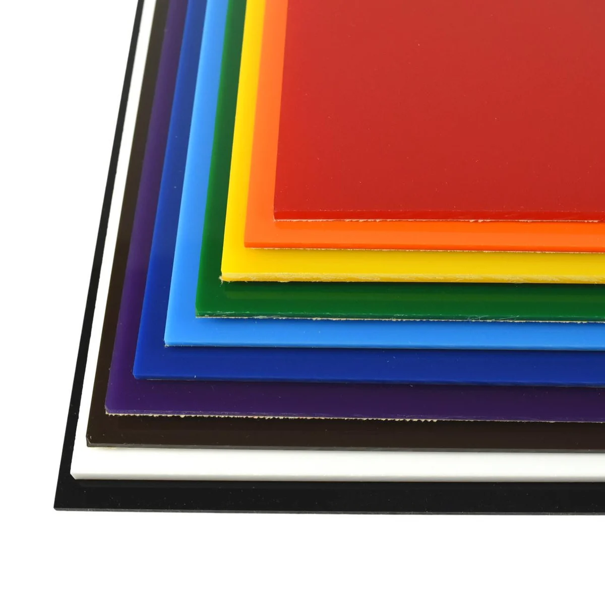 Stack of colourful translucent acrylic sheets