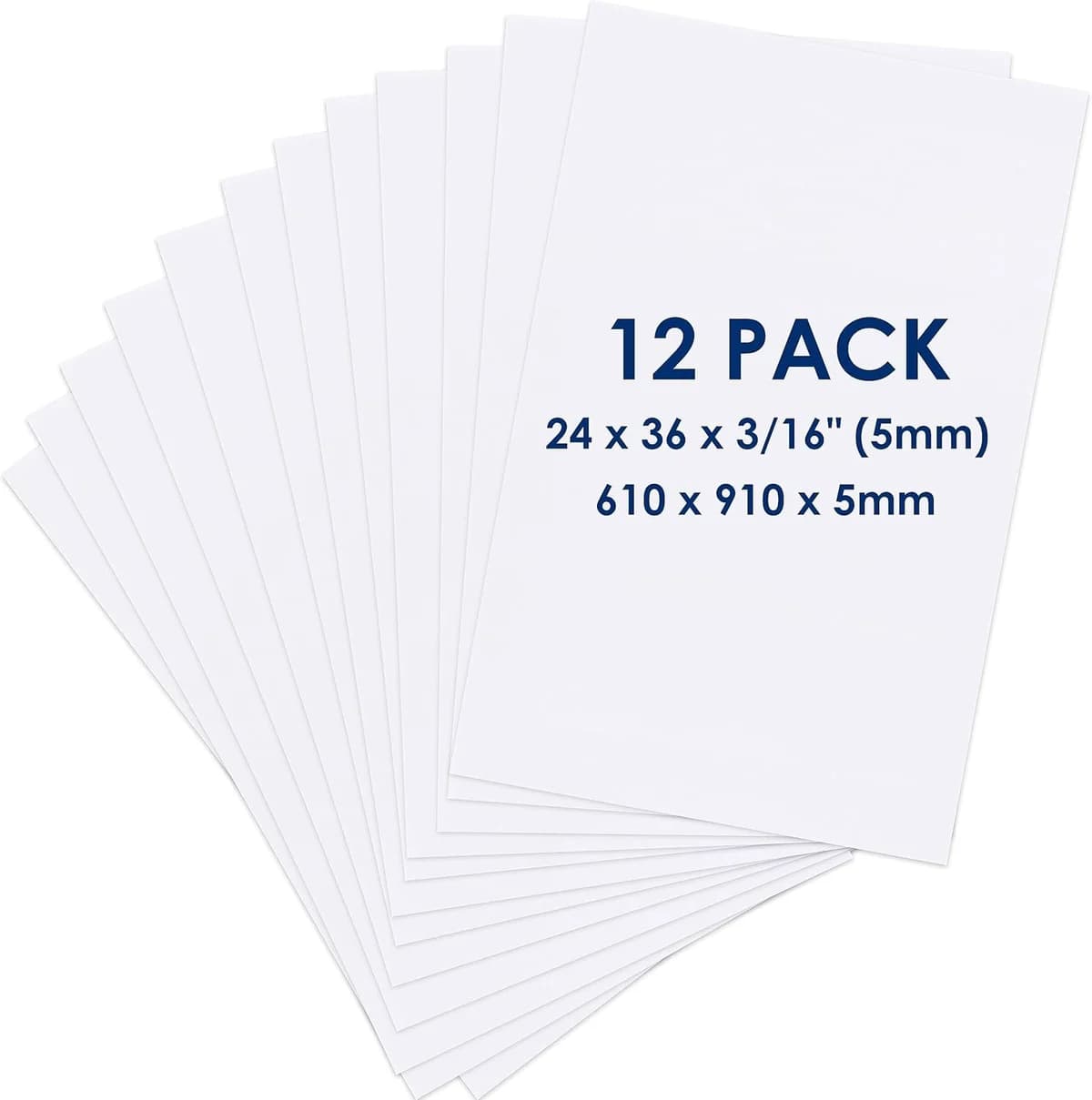 Stack of white foamboard sheets for mounting and displays